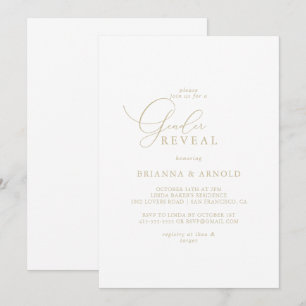 Gold Classy Chic Minimalist Gender Reveal Party  Invitation