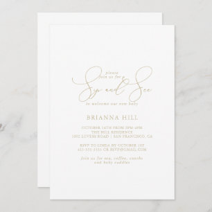 Gold Classy Chic Minimalist Sip and See   Invitation