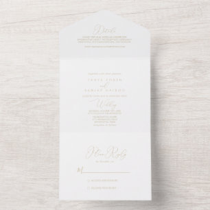 Gold Classy Chic Minimalist Wedding All In One Invitation