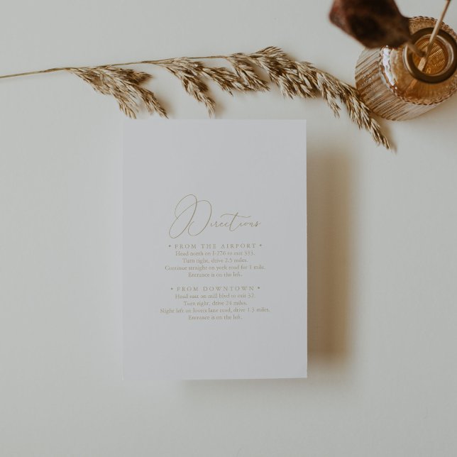 Gold Classy Chic Minimalist Wedding Directions   Enclosure Card (Creator Uploaded)