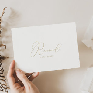 Gold Classy Chic Minimalist Wedding Reserved Sign