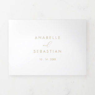 Gold Classy Chic Minimalist Wedding  Tri-Fold Invitation