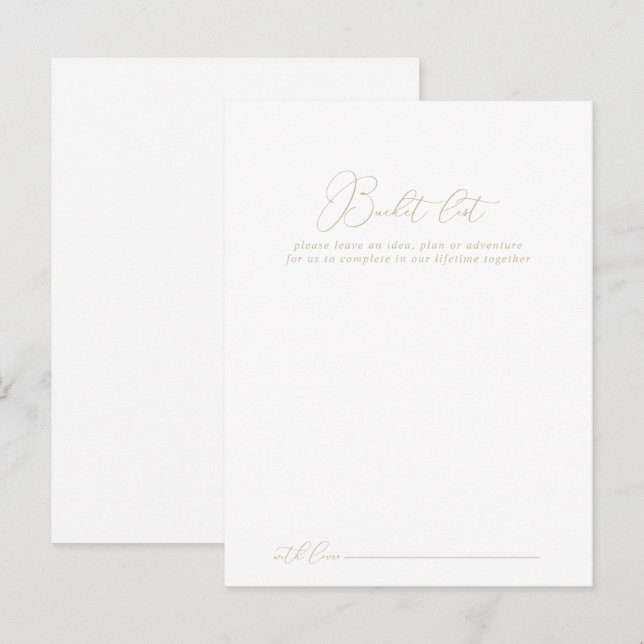 Gold Classy Chic Wedding Bucket List Cards (Front/Back)