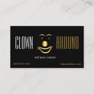 Gold Classy Clown Logo Business Card