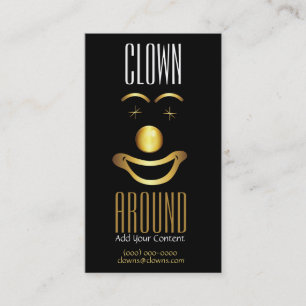 Gold Classy Clown Logo Business Card