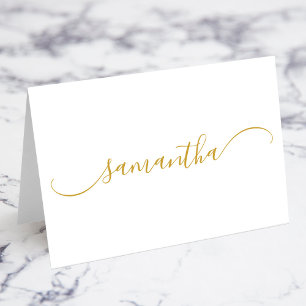 Gold Classy Curved Swash Name Place Cards