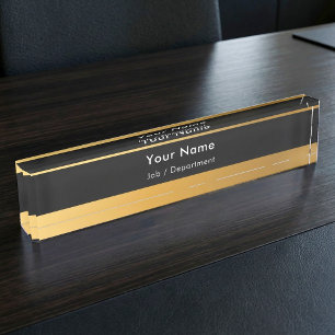 Gold classy executive desk name plate