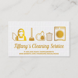 Gold Cleaning Supply Icons   Bath Tiles Business Card