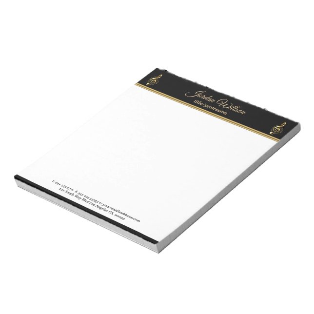 Gold Clef And Stripe Notepad (Rotated)