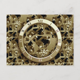 Gold Clocks and Gears Steampunk Mechanical Gifts Postcard