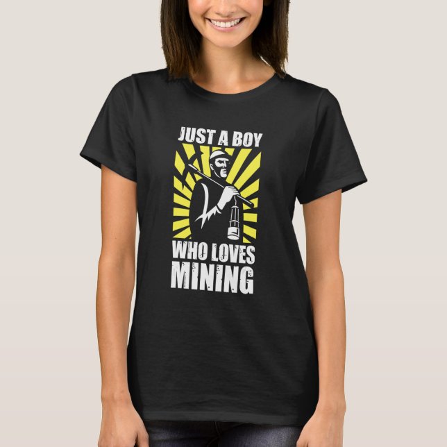 Gold Coal Miner Cryptocurrency Just A Boy Who Love T-Shirt (Front)
