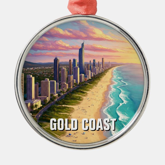 Gold Coast Australia Travel Metal Tree Decoration (Front)