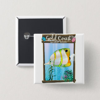 Gold Coast Australia travel poster. 15 Cm Square Badge