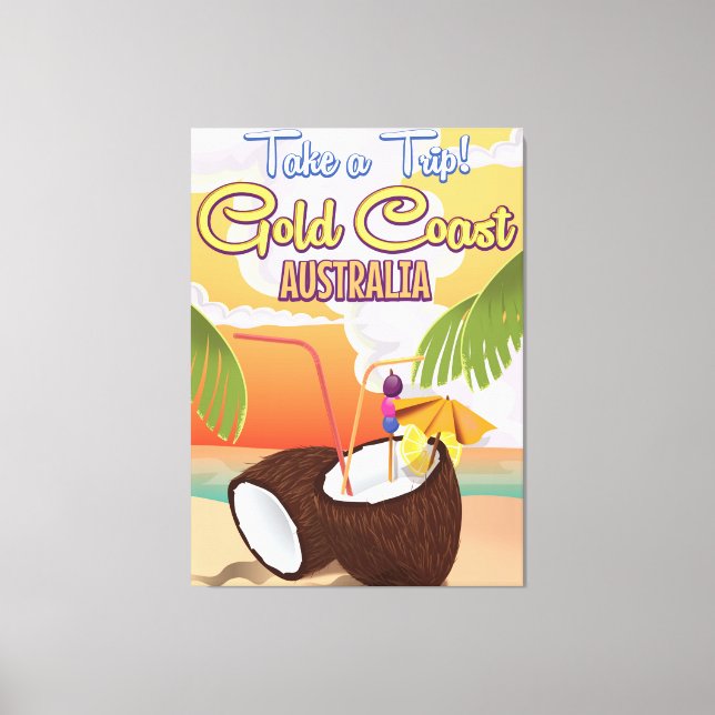 Gold Coast, Australia travel poster Canvas Print (Front)