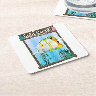 Gold Coast Australia travel poster. Square Paper Coaster