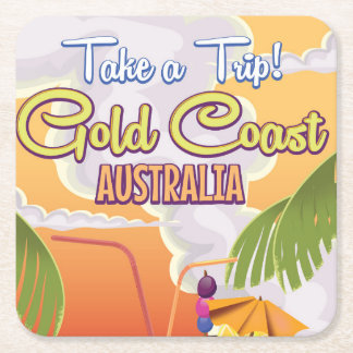 Gold Coast, Australia travel poster Square Paper Coaster