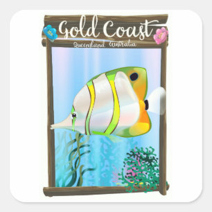 Gold Coast Australia travel poster. Square Sticker