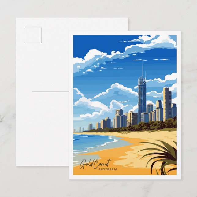 Gold Coast Australia Travel Vintage illustration Postcard (Front/Back)