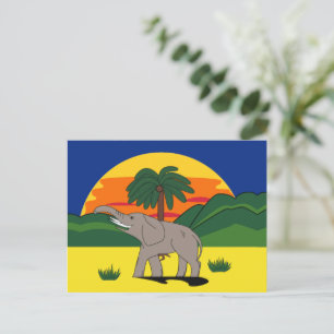 Gold Coast Elephant and Palm Tree Postcard