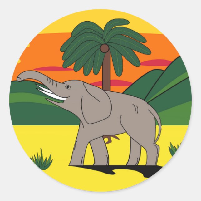 Gold Coast Elephant and Palm Tree Sticker (Front)