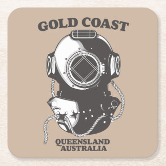 Gold Coast Queensland Australia diving poster Square Paper Coaster