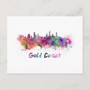 Gold Coast skyline in watercolor Postcard