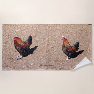 Gold Cockerel Rooster beach towel