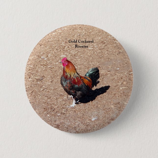 Gold Cockerel Rooster button (Front)