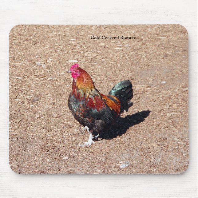 Gold Cockerel Rooster mousepad (Front)