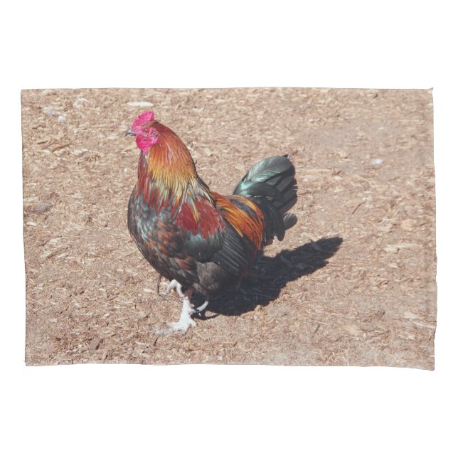 Gold Cockerel Rooster pillow case (Front)
