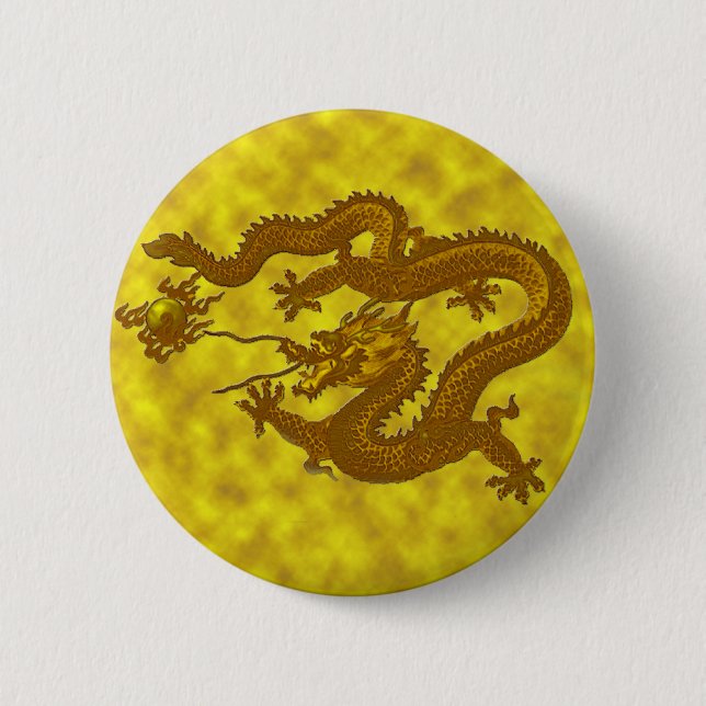 Gold Coin Dragon 6 Cm Round Badge (Front)