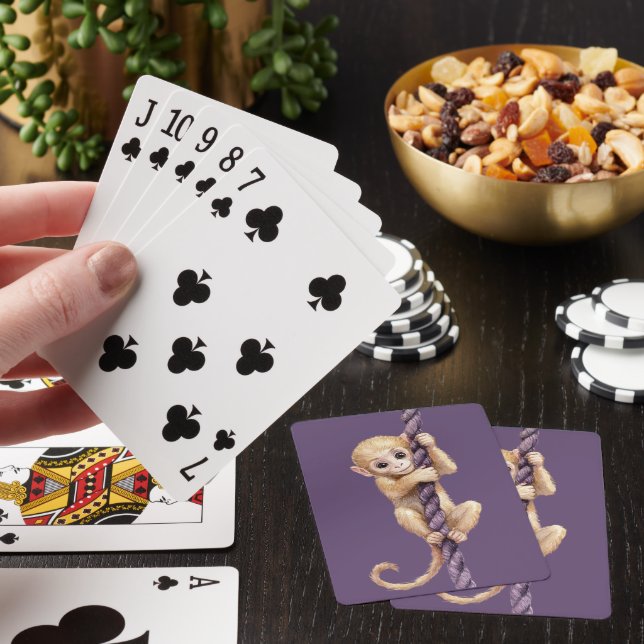 Gold Coin Monkey Purple Rope Playing Cards (In Situ)