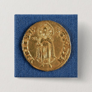 Gold coin, with St. John the Baptist, 16th century 15 Cm Square Badge