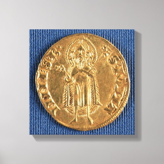 Gold coin, with St. John the Baptist, 16th century Canvas Print (Front)