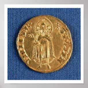 Gold coin, with St. John the Baptist, 16th century Poster