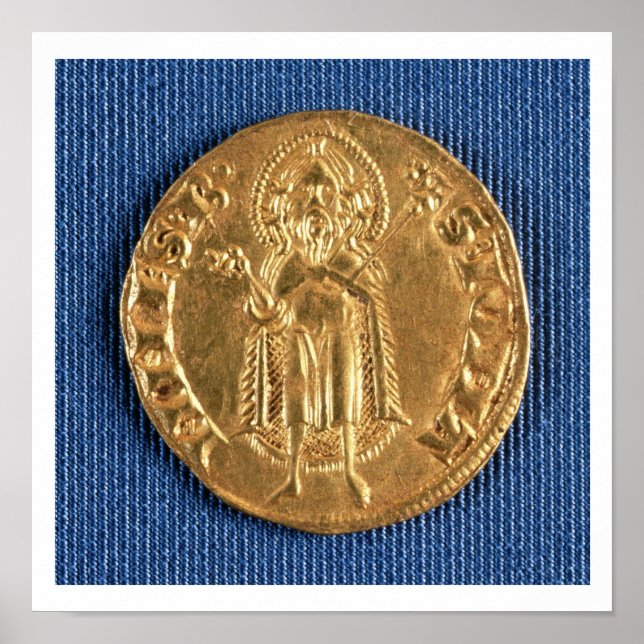 Gold coin, with St. John the Baptist, 16th century Poster (Front)