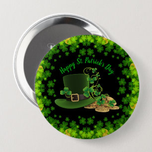 Gold Coins & Shamrocks St. Patrick's Day 10 Cm Round Badge