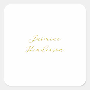 Gold Color Calligraphy Professional Name Square Sticker