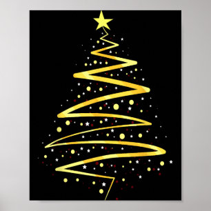 Gold Color Christmas Tree Design Poster