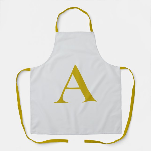 Gold Color Custom Monogram Initial Letter Apron (Front)