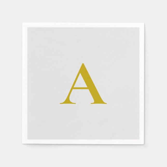 Gold Color Custom Monogram Initial Letter Napkin (Front)