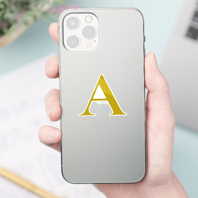 Gold Color Custom Monogram Initial Letter Plain (Phone)