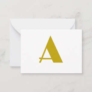 Gold Color Custom Monogram Initial Letter Plain Card