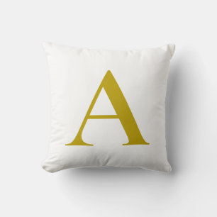 Gold Color Custom Monogram Initial Letter Plain Cushion