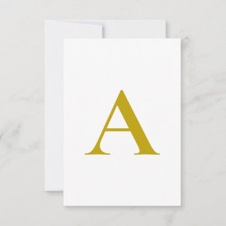 Gold Color Custom Monogram Initial Letter Plain RSVP Card