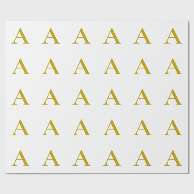Gold Color Custom Monogram Initial Letter Plain Wrapping Paper (Flat)