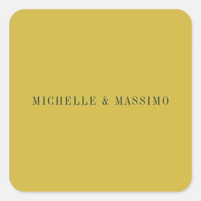 Gold Color Minimalist Plain Modern  Square Sticker (Front)