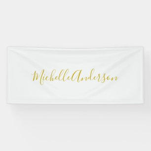 Gold Color Modern Minimalist Handwriting Name Banner