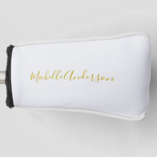 Gold Color Modern Minimalist Handwriting Name Golf Head Cover