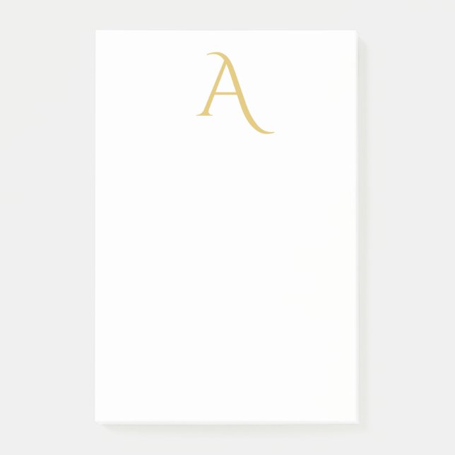 Gold Color Monogram Initial Professional White Post-it Notes (Front)